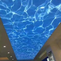 Sky design PVC stretch ceiling film max width 5 meter UV digital printed weld with PVC harpoon completely ceiling kit spatula